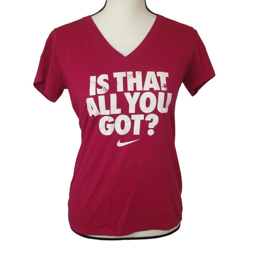 Nike That All You Got Fitted Graphic Drifit Tee Pink Size Small